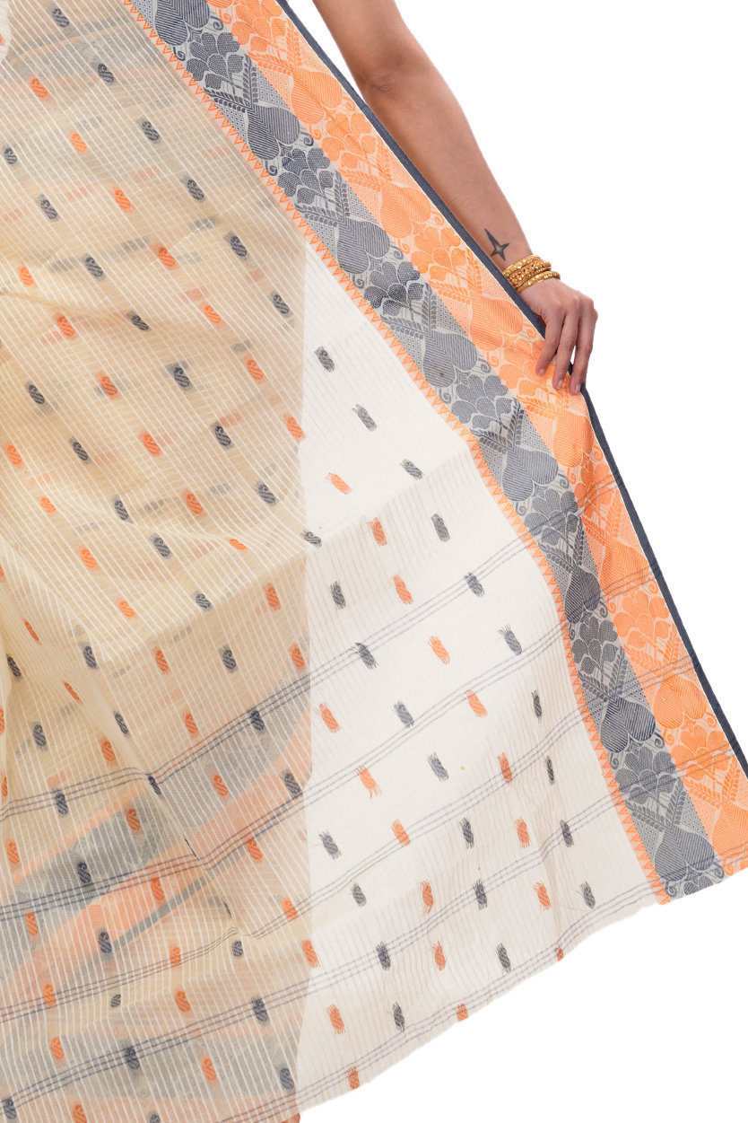 Gray Golden Pure Cotton Aged_Women Tant Saree (403)